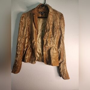 True Meaning Metallic Velvet Gold Blazer